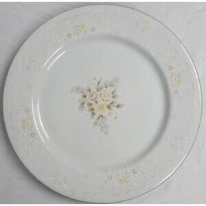 Crescent Fine China Jie Pai Dinner Plate Painted Golden Flowers and Accents